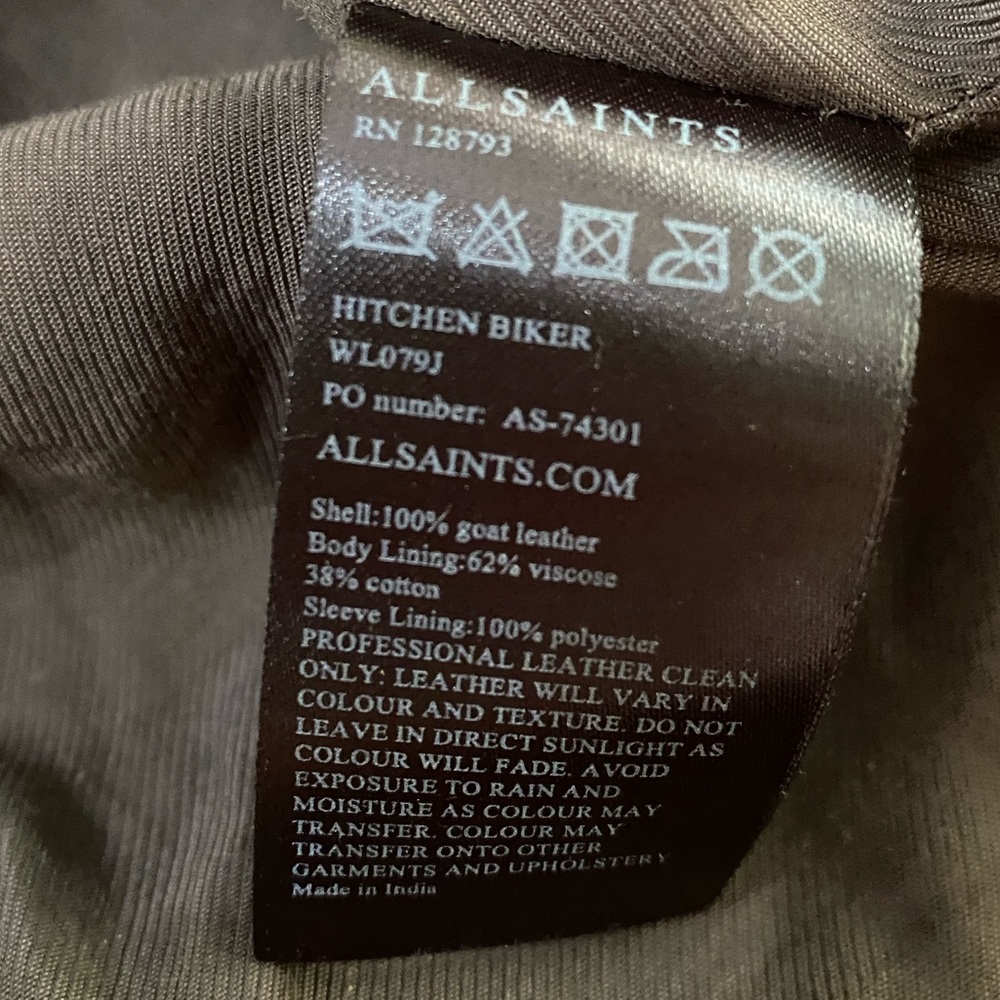 ALLSAINTS Hitchen Graphite Dark Brown 100% Goat Leather Suede Moto Jacket 2 - Picture 6 of 16
